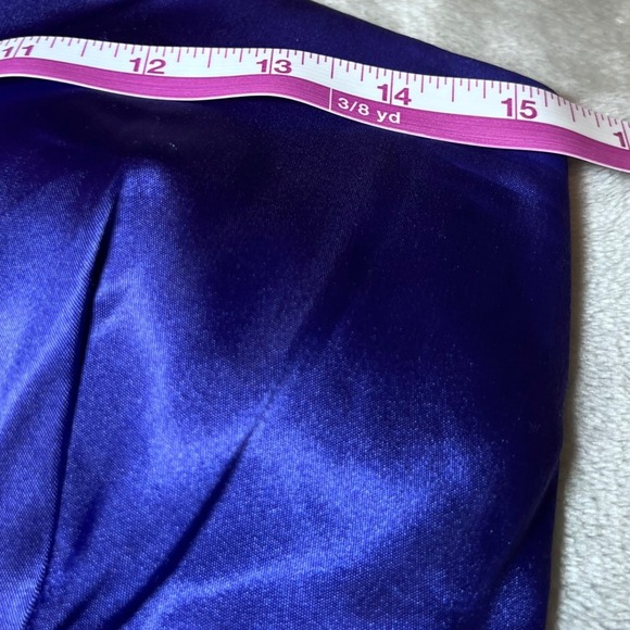 B. SMART Womens Size 7 One Shoulder Cocktail Dress Satin Royal Purplish Blue - Picture 8 of 10